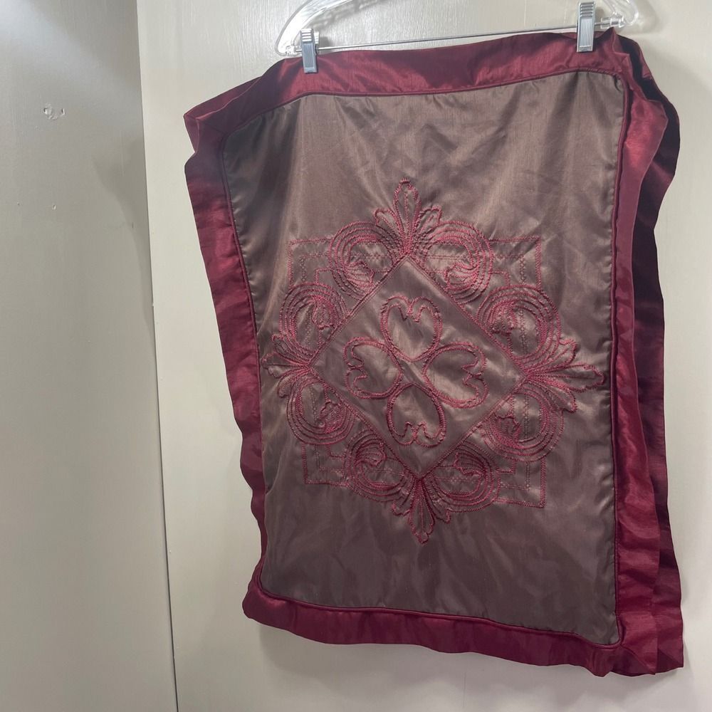 Chris Madden JCP‎ Home Euro Sham Brown Burgundy Embroidered Medallion 31x24.5